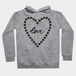 Dog Love Heart with cute paw puppy care, pet friendly print Hoodie